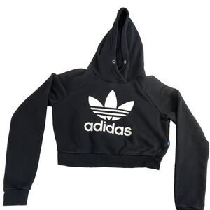 Adidas Originals Cropped Hoodie Women Small Black